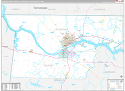 Florence-Muscle Shoals Metro Area Wall Map Premium Style 2026